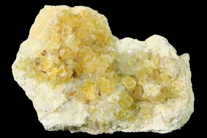 Yellow Cubic Fluorite Crystal Cluster with Quartz - Morocco #141646